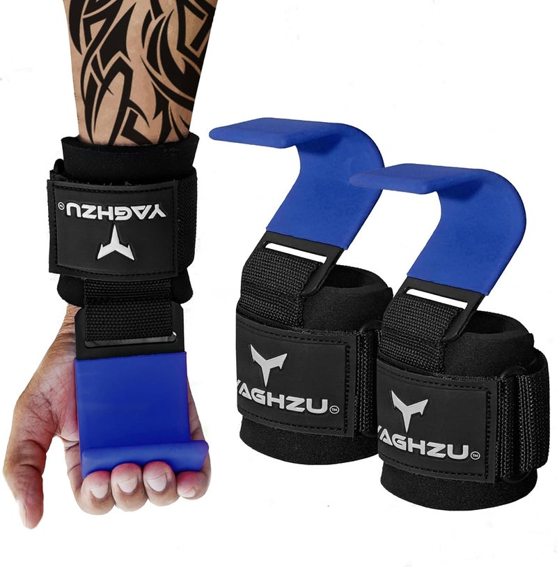 YAGHZU Weight Lifting Hooks, Padded Weight Lifting Straps Wrist Straps for Men and Women, Premium Deadlift Straps for Weightlifting and Powerlifting, Weight Lifting Gloves for Pull Ups - Image 1
